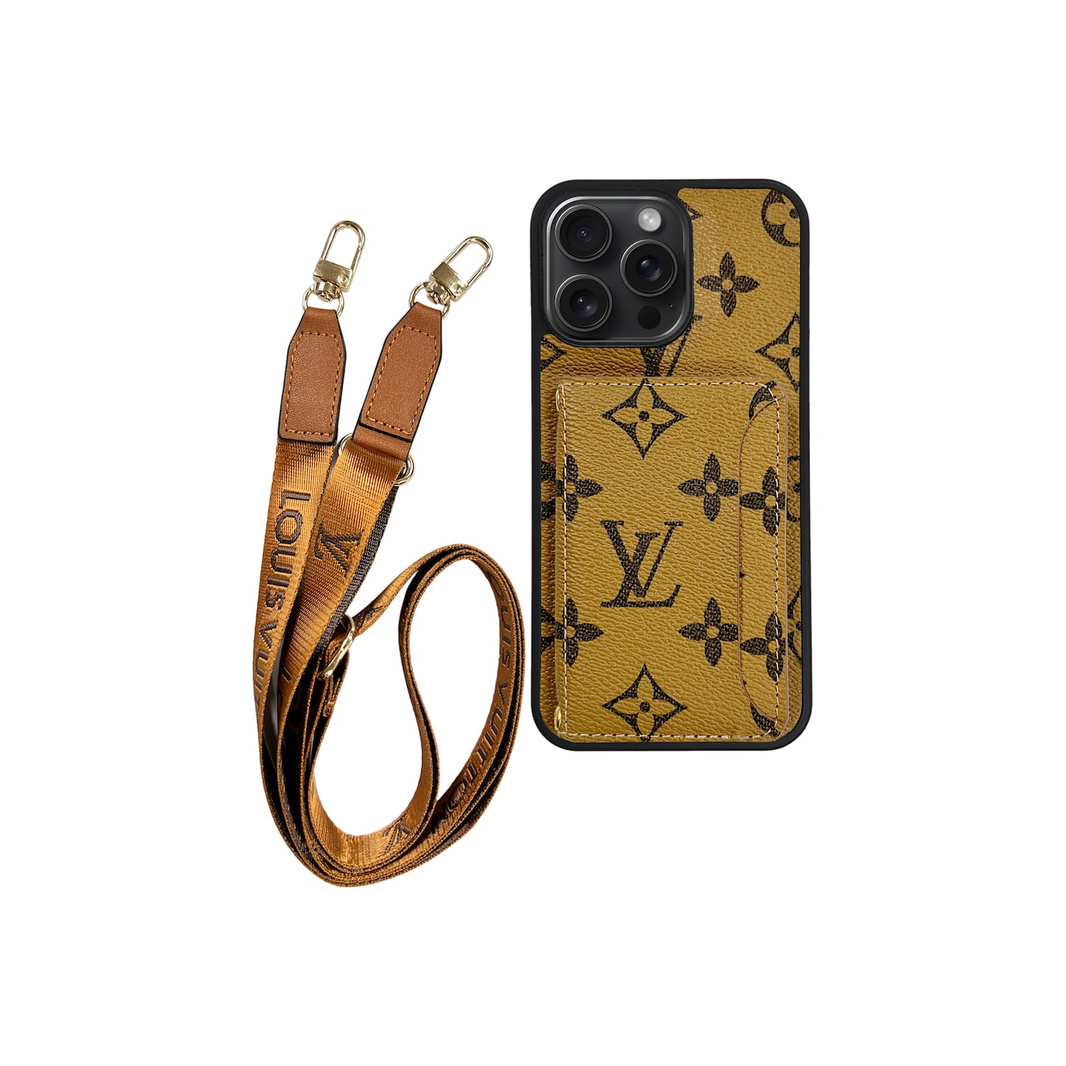 L CLASSIC CARDHOLDER & LANYARD LIGHT BRWN