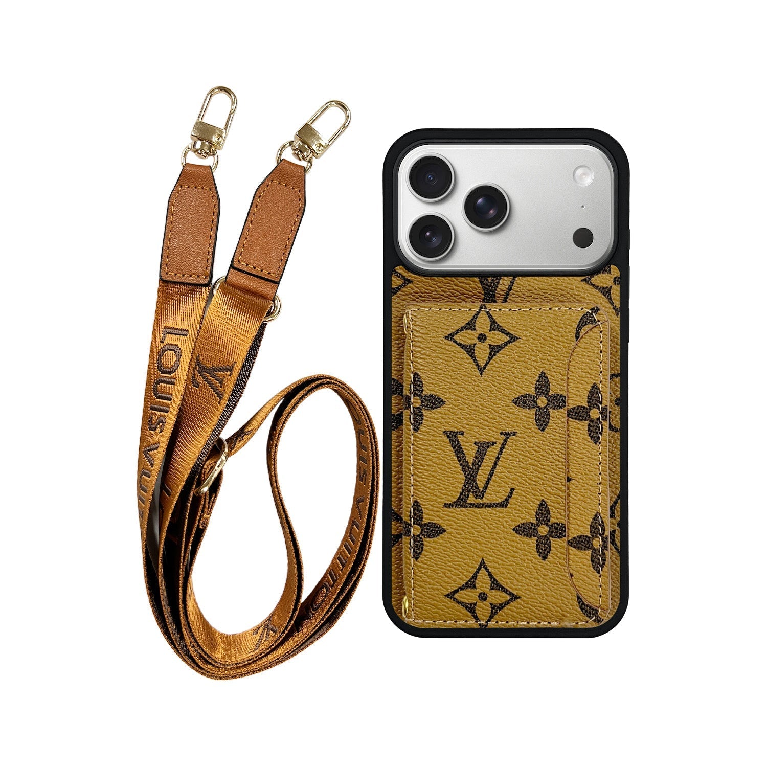 L CLASSIC CARDHOLDER & LANYARD LIGHT BRWN